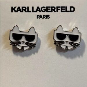 Karl Lagerfeld Choupette Enamel Cat Face Earrings